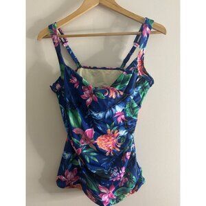 Miraclesuit x Talbots Sanibel Tankini Tropical Floral Women's Size 12 TOP